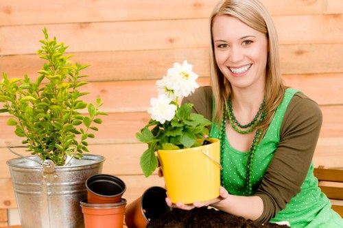 Experienced gardeners working on a Ruislip garden